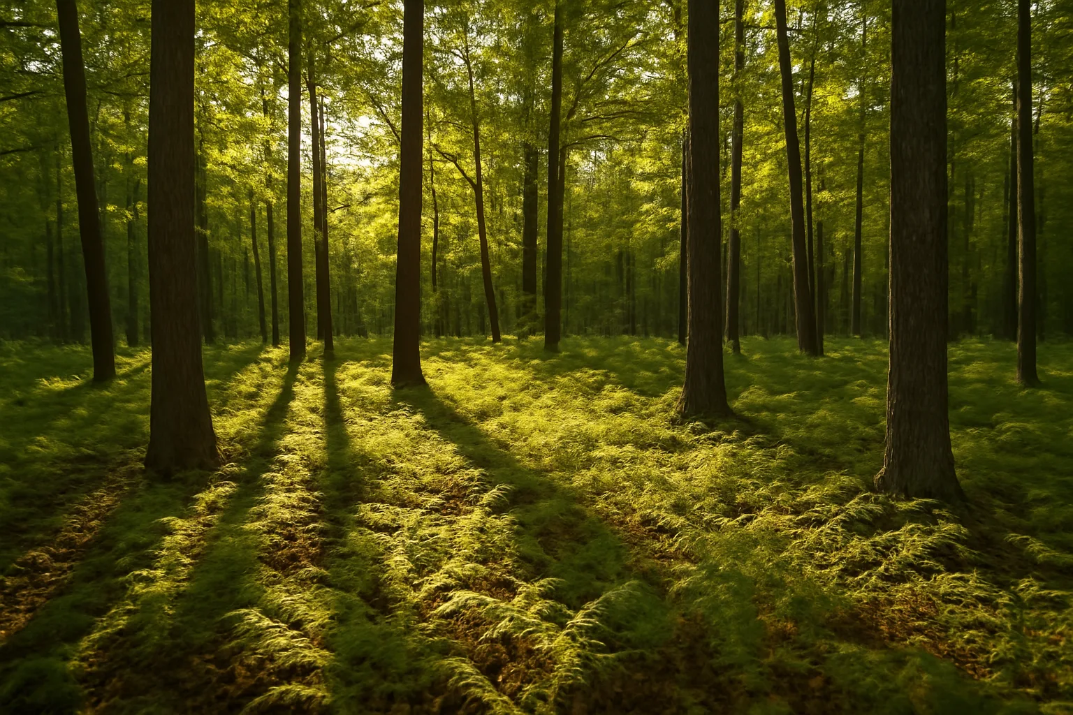 Sunlit hardwood forest in Wisconsin under Managed Forest Law enrollment