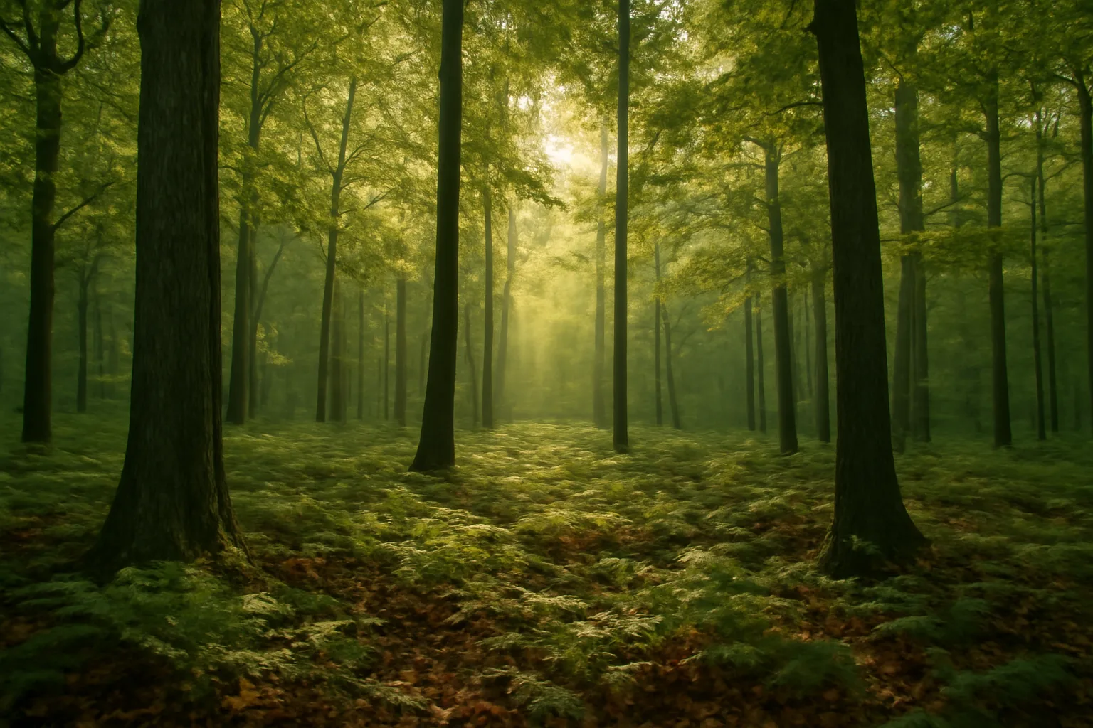 Northern Michigan hardwood forest with oak and maple canopy, typical PA 260 qualified forest property