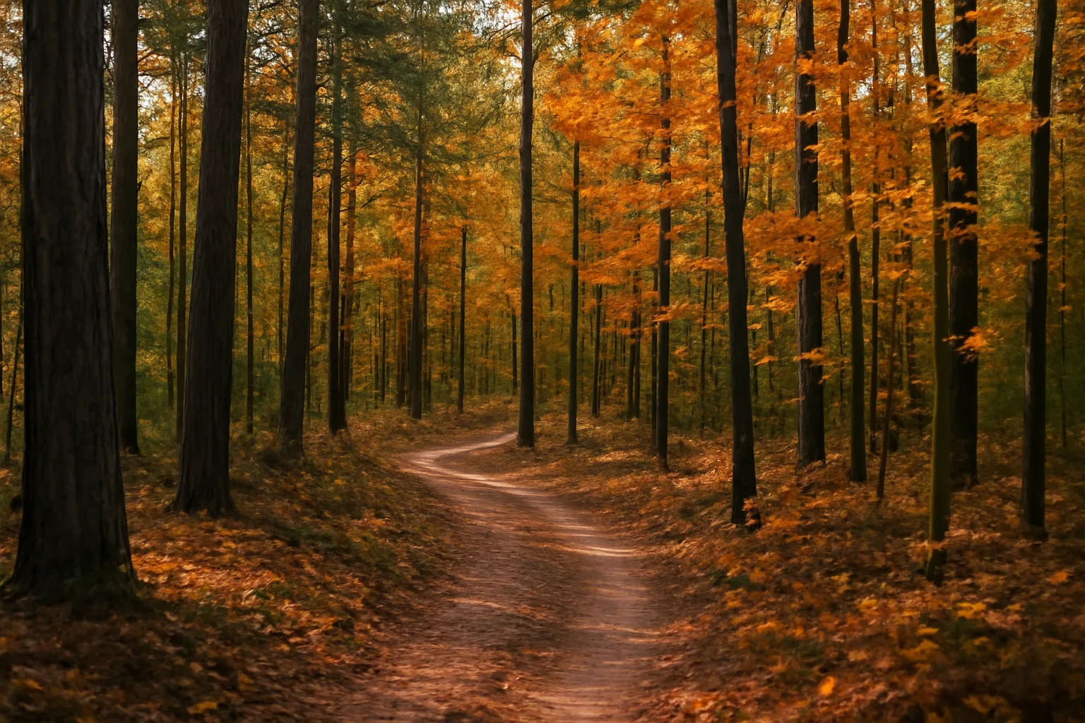 Wooded Michigan acreage with a dirt trail, illustrating qualified forest program land