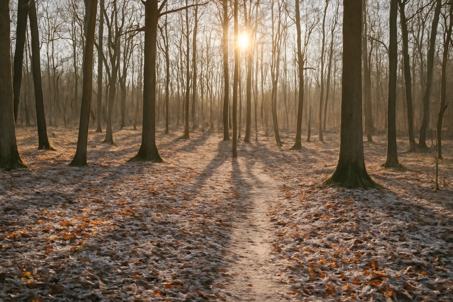 Sunlit hardwood woodlot showing the kind of acreage affected by woodlands property tax rules