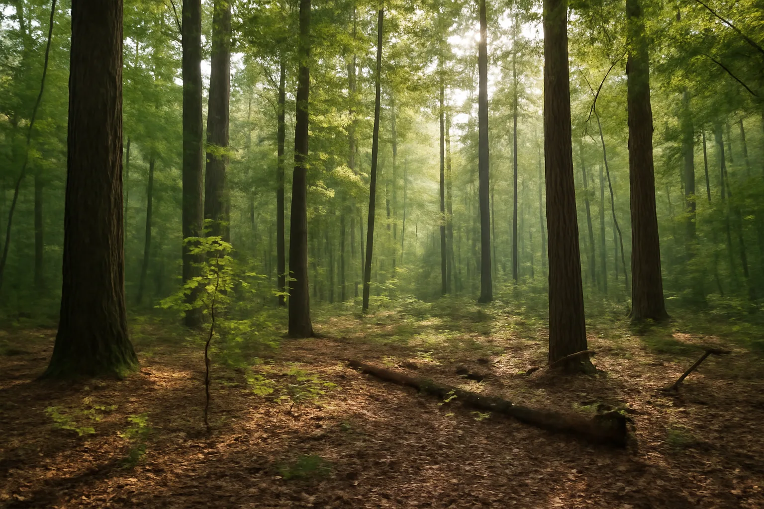 Mixed pine and hardwood forest in Montgomery County Texas illustrating woodland property